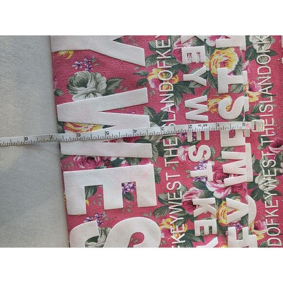 Robin Ruth Pink Fabric Floral Tote Bag Purse Zipper Close Key West - Picture 6 of 9